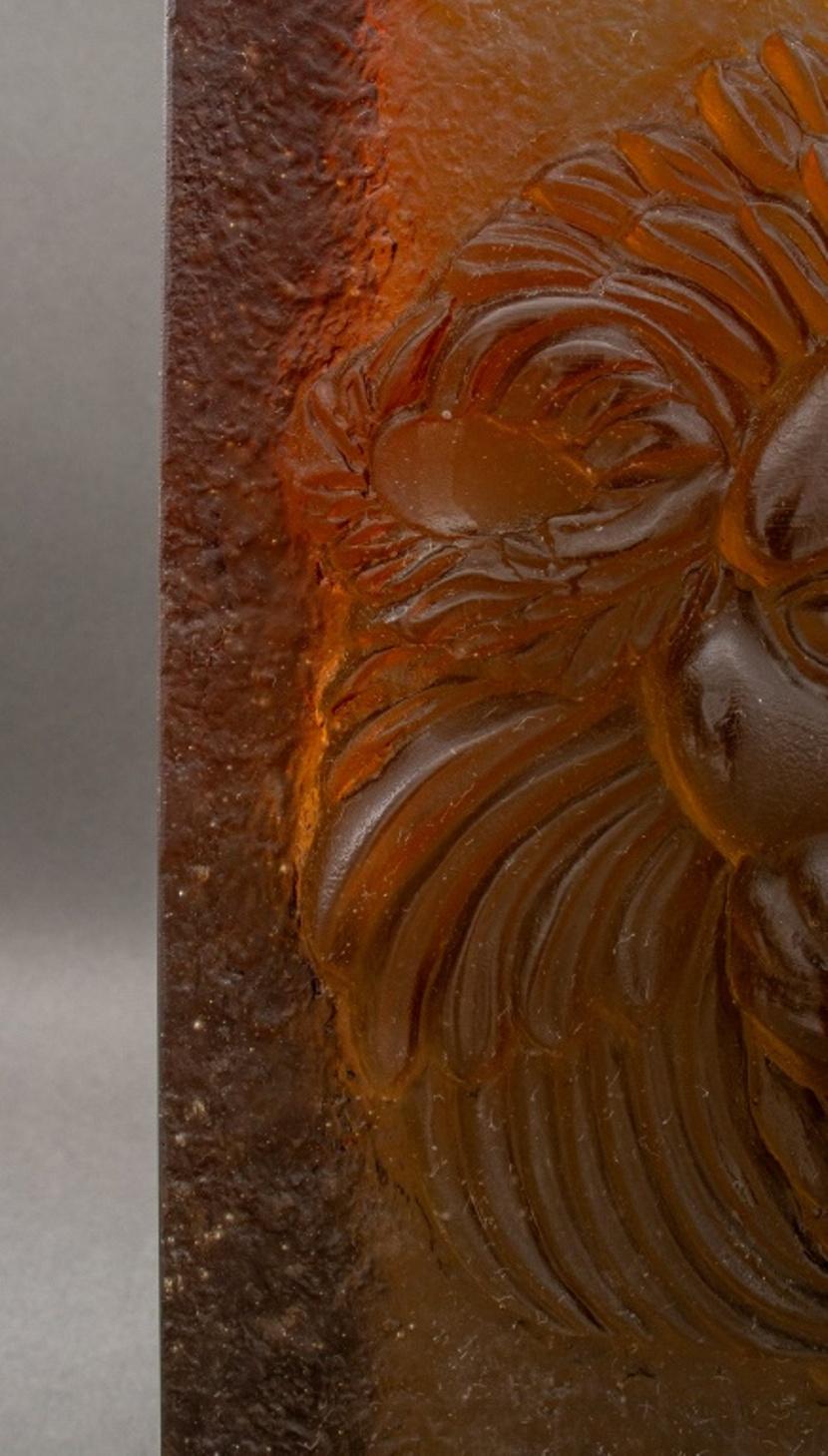 Daum France Lion Pate de Verre Vase 4