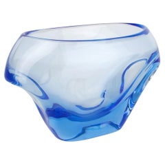 Daum France Modernist Blue Crystal Vase, circa 1950
