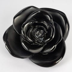 Daum France - Paperweight Decorative Flower Rose Passion Black Crystal