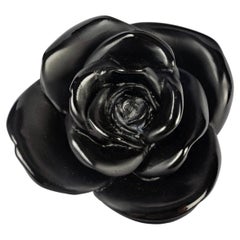 Daum France - Paperweight Decorative Flower Rose Passion Black Crystal
