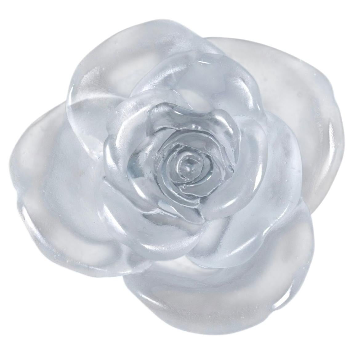 Daum France - Paperweight Decorative Flower Rose Passion Frosted Crystal For Sale