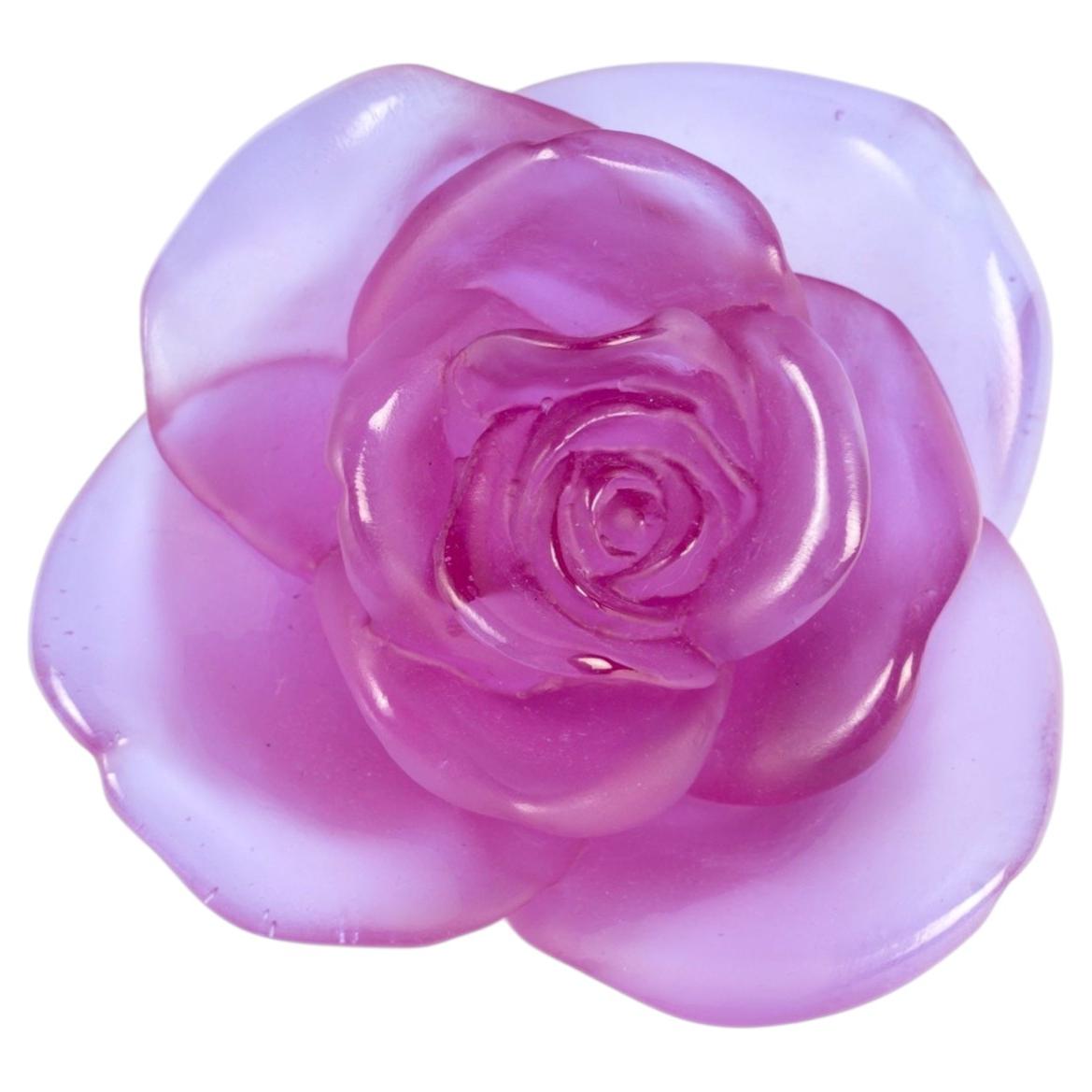 Daum France - Paperweight Decorative Flower Rose Passion Pink Crystal