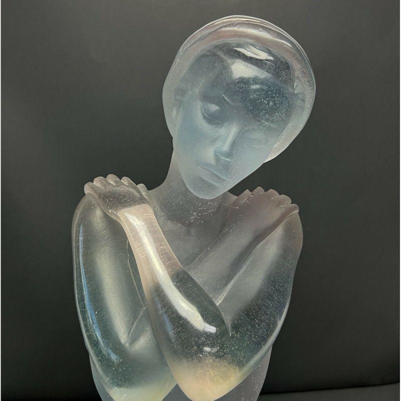 Sculpture en verre d'art Pte de Verre Eurydice Deville Chabrolle de Daum France Bon état à WILMINGTON, CA