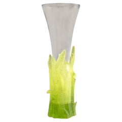 Daum France Pate de Verre & Clear Glass Vase