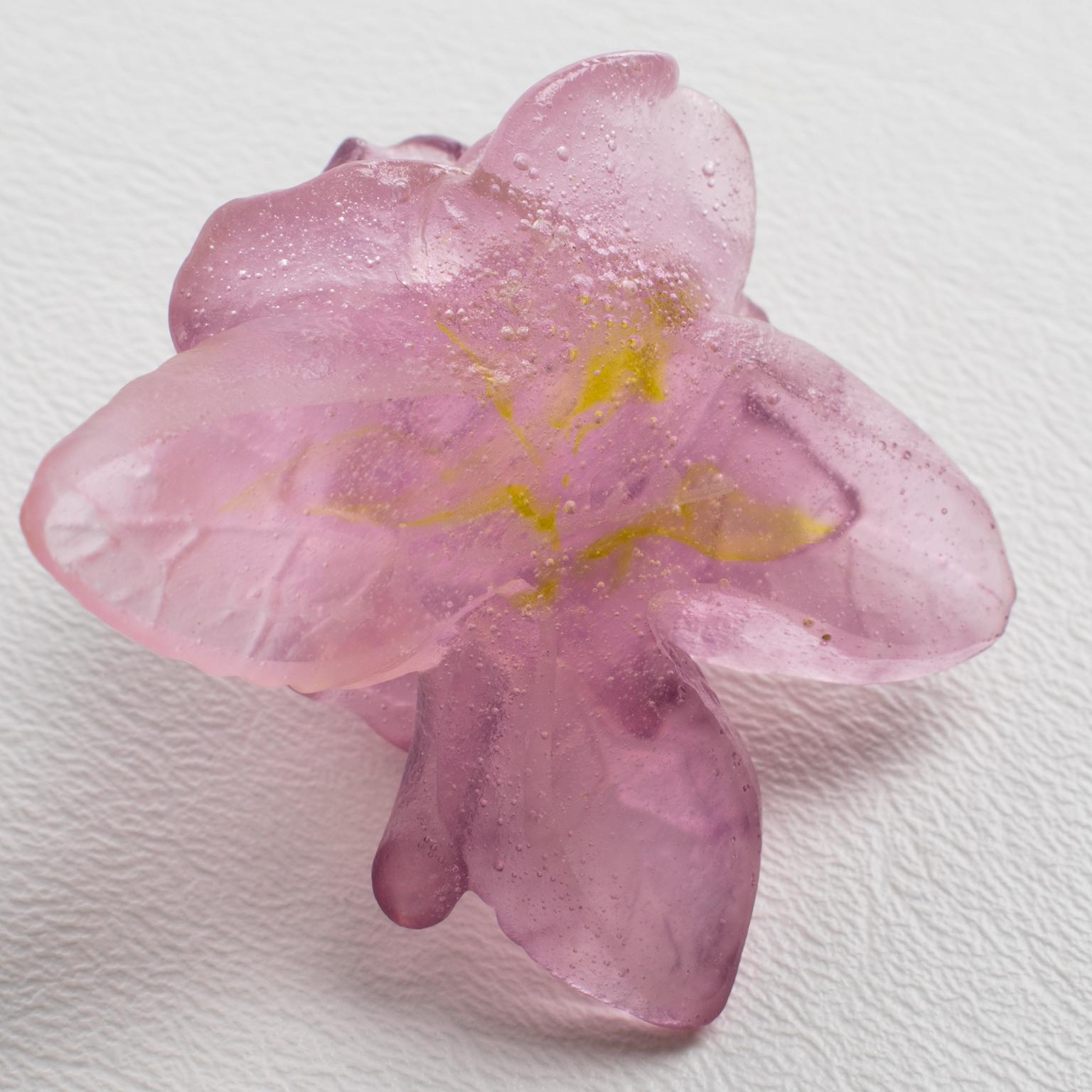 French Daum France Pate de Verre Crystal Rose Paperweight or Decorative Sculpture