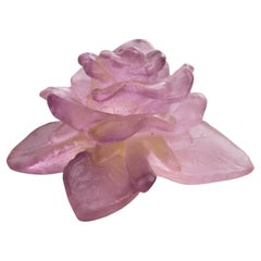 Daum France Pate de Verre Crystal Rose Paperweight or Decorative Sculpture