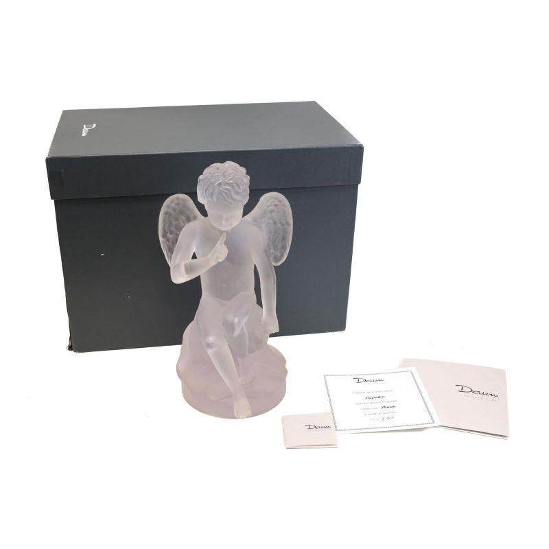 Daum France Pate De Verre Cupidon Sculpture, Ltd Ed of 375, Original Box 1