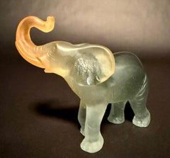 Daum France Pâte de Verre Frosted Glass Elephant Sculpture