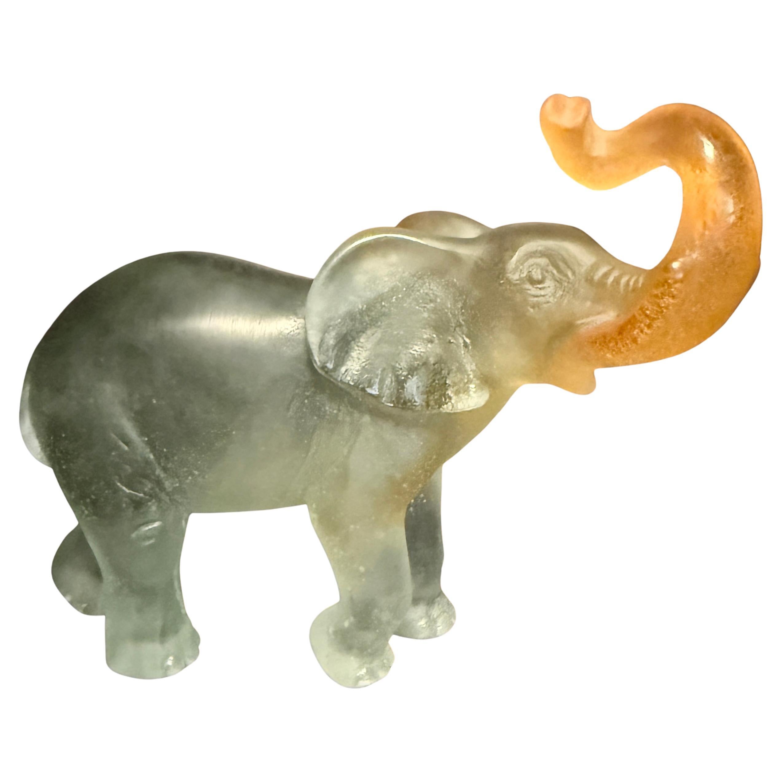 Daum France Pâte de Verre Frosted Glass Elephant Sculpture
