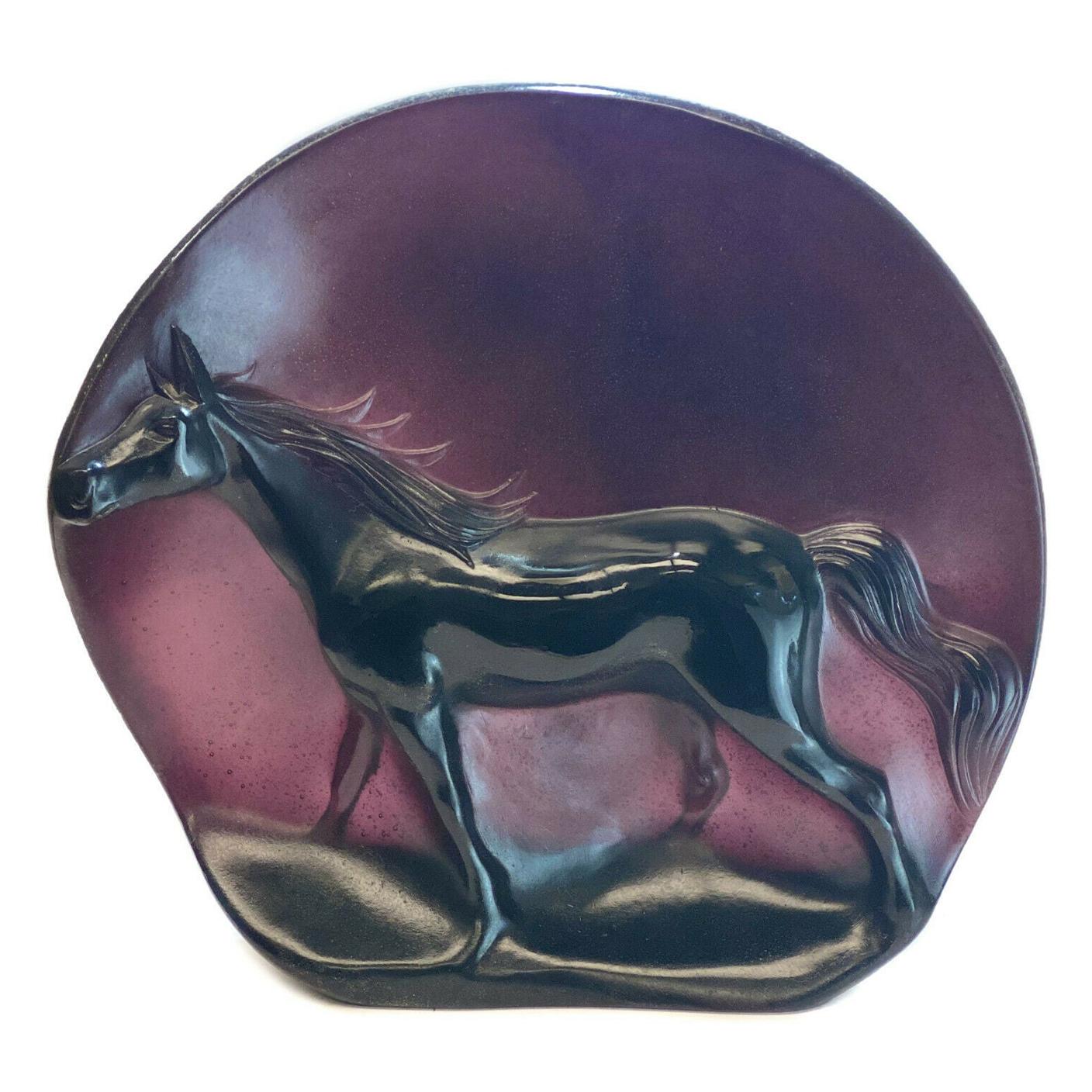 Daum France Pate De Verre Horse Sculpture, Camargue by Guy Petitfils, Ltd Ed 150 For Sale
