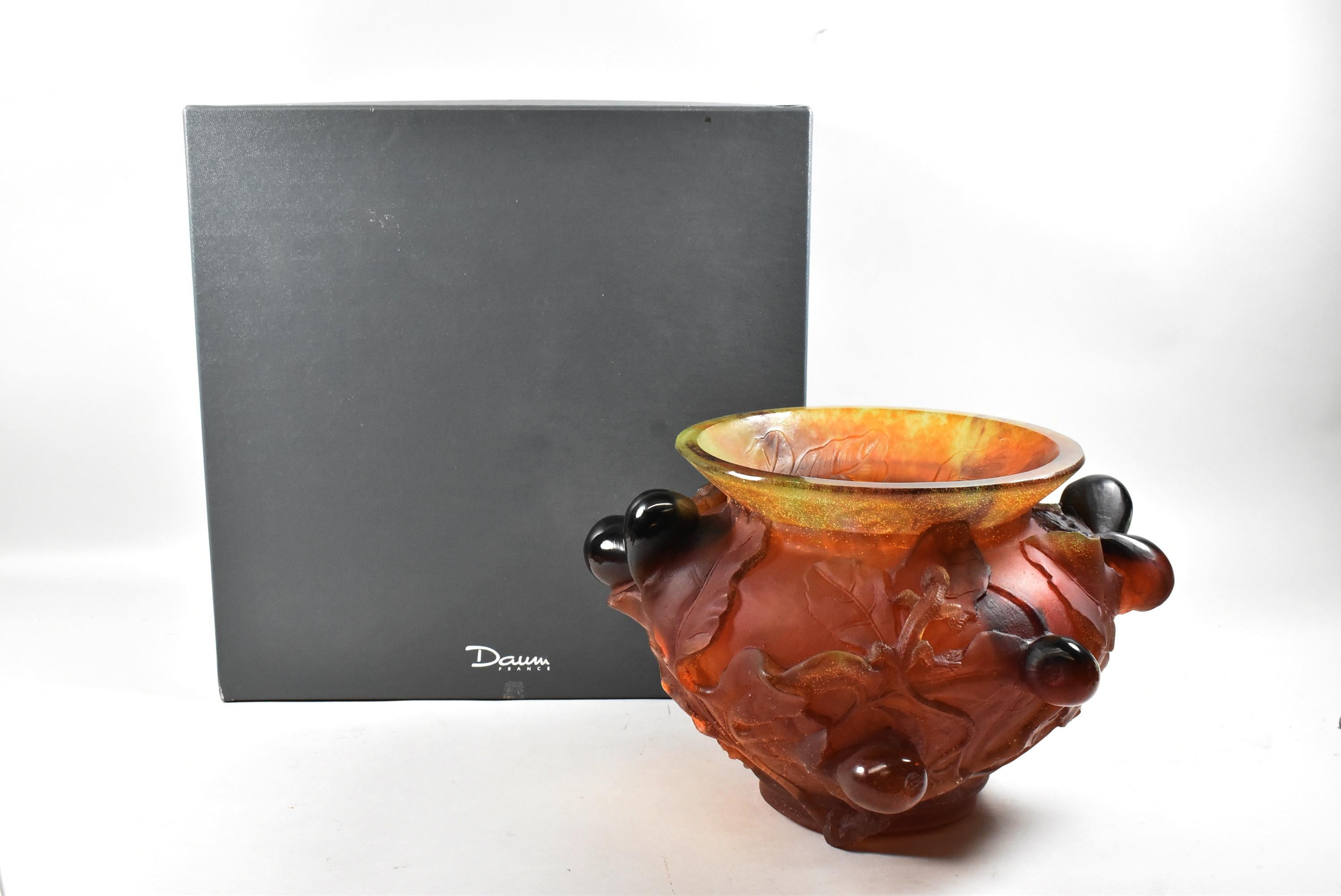 Daum France Pate de Verre Lizard Vase With Figs 1