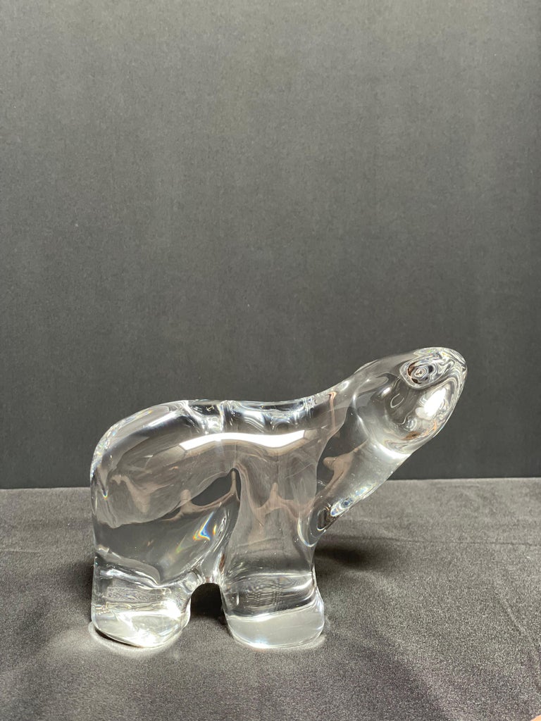 Daum France Polar Bear Glass Crystal Clear Modern Sculpture