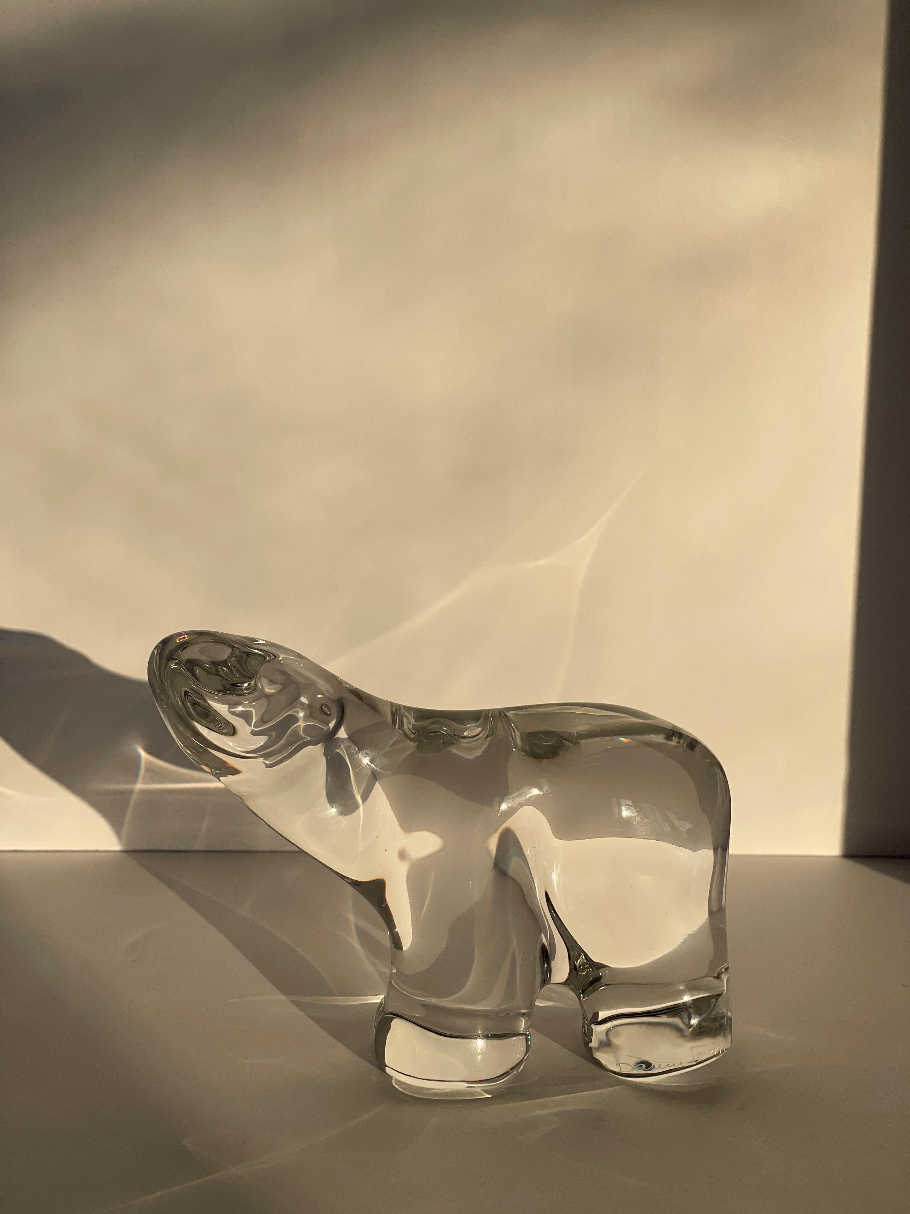 Daum Frankreich Eisbär Glas Kristallklar Moderne Skulptur Briefbeschwerer Figur im Zustand „Hervorragend“ im Angebot in Palm Beach, FL