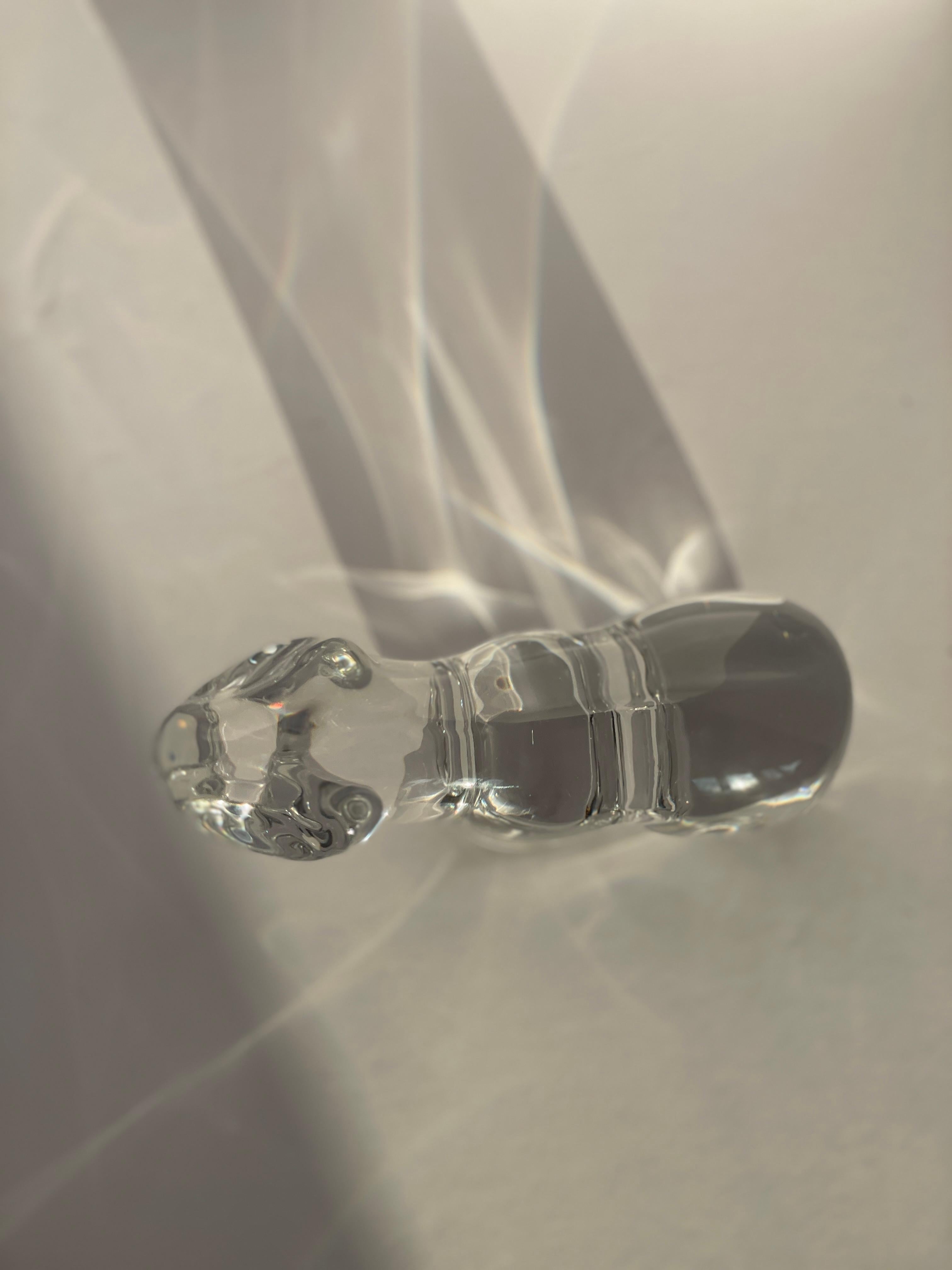 Daum Frankreich Eisbär Glas Kristallklar Moderne Skulptur Briefbeschwerer Figur im Angebot 1
