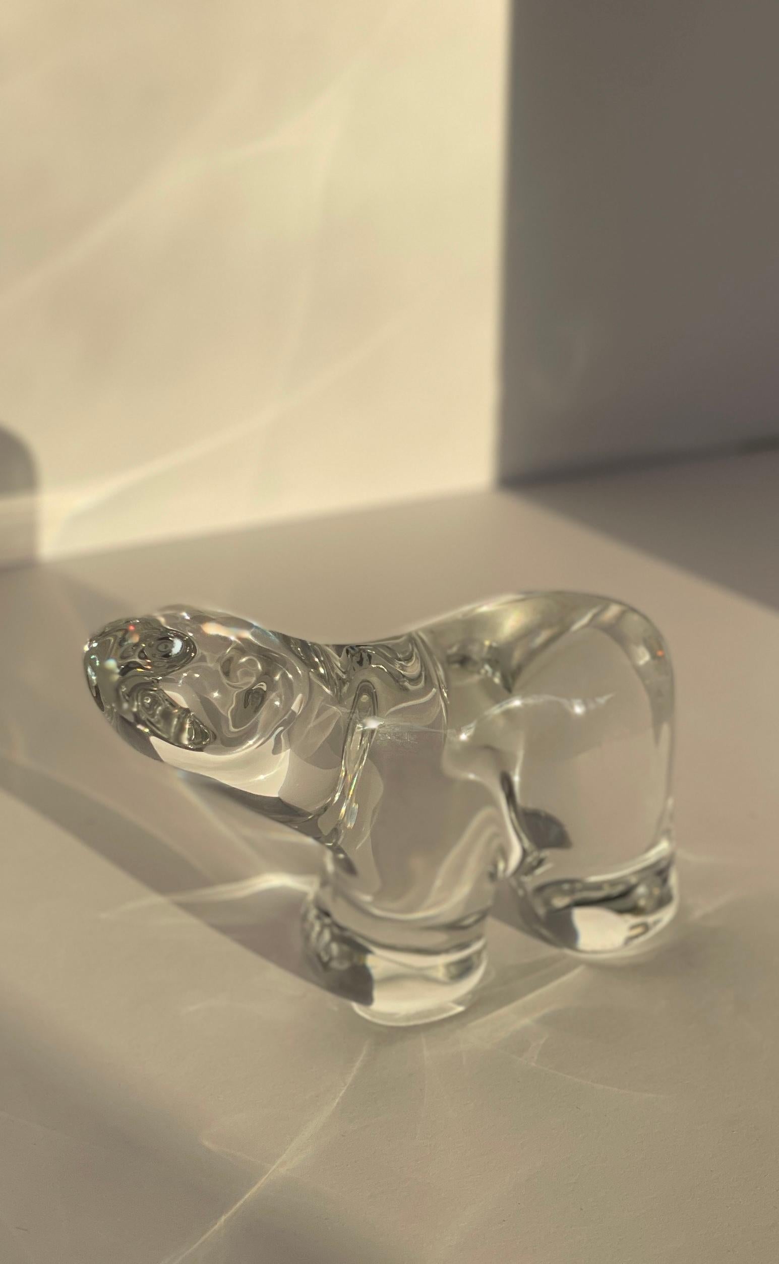 Daum Frankreich Eisbär Glas Kristallklar Moderne Skulptur Briefbeschwerer Figur im Angebot 2