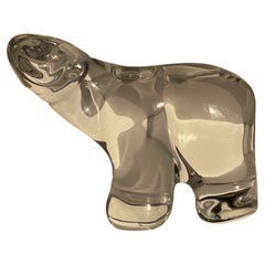 Daum France Polar Bear Glass Crystal Clear Modern Sculpture Paperweight Figurine