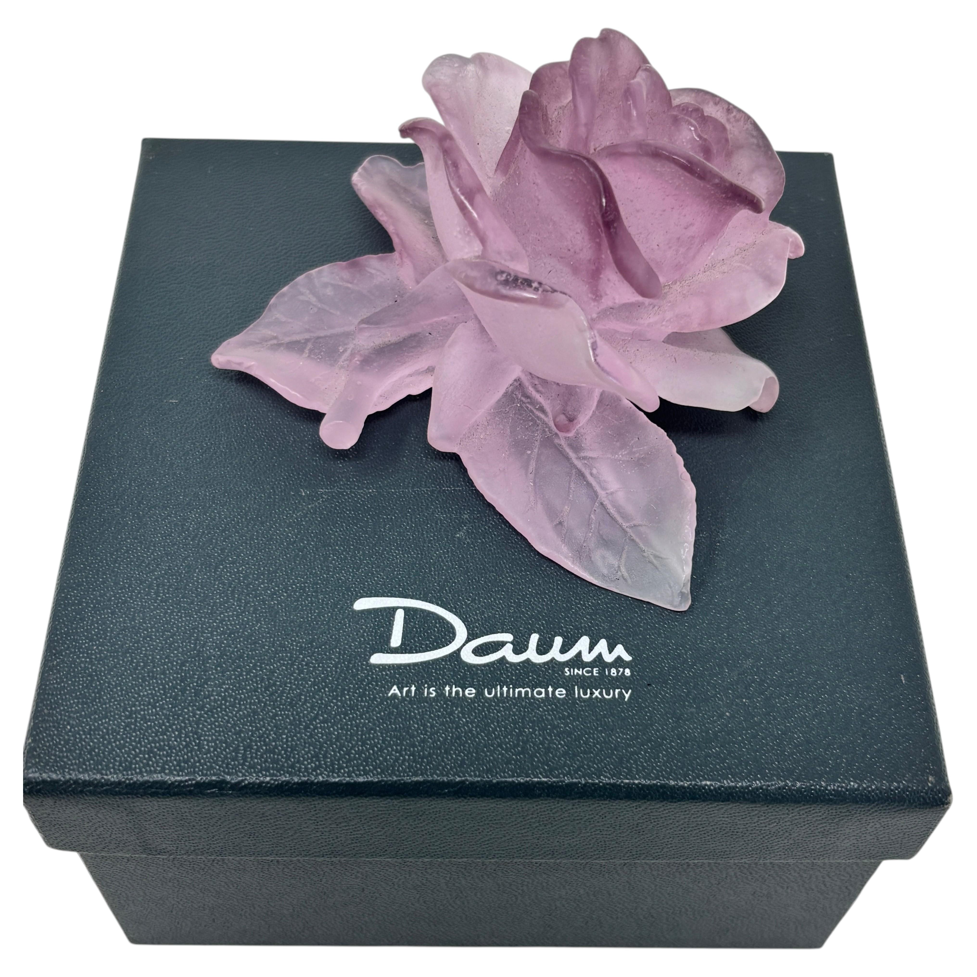 Daum France Rose Passion Pâte de Verre Crystal Rose Paperweight, 1990s