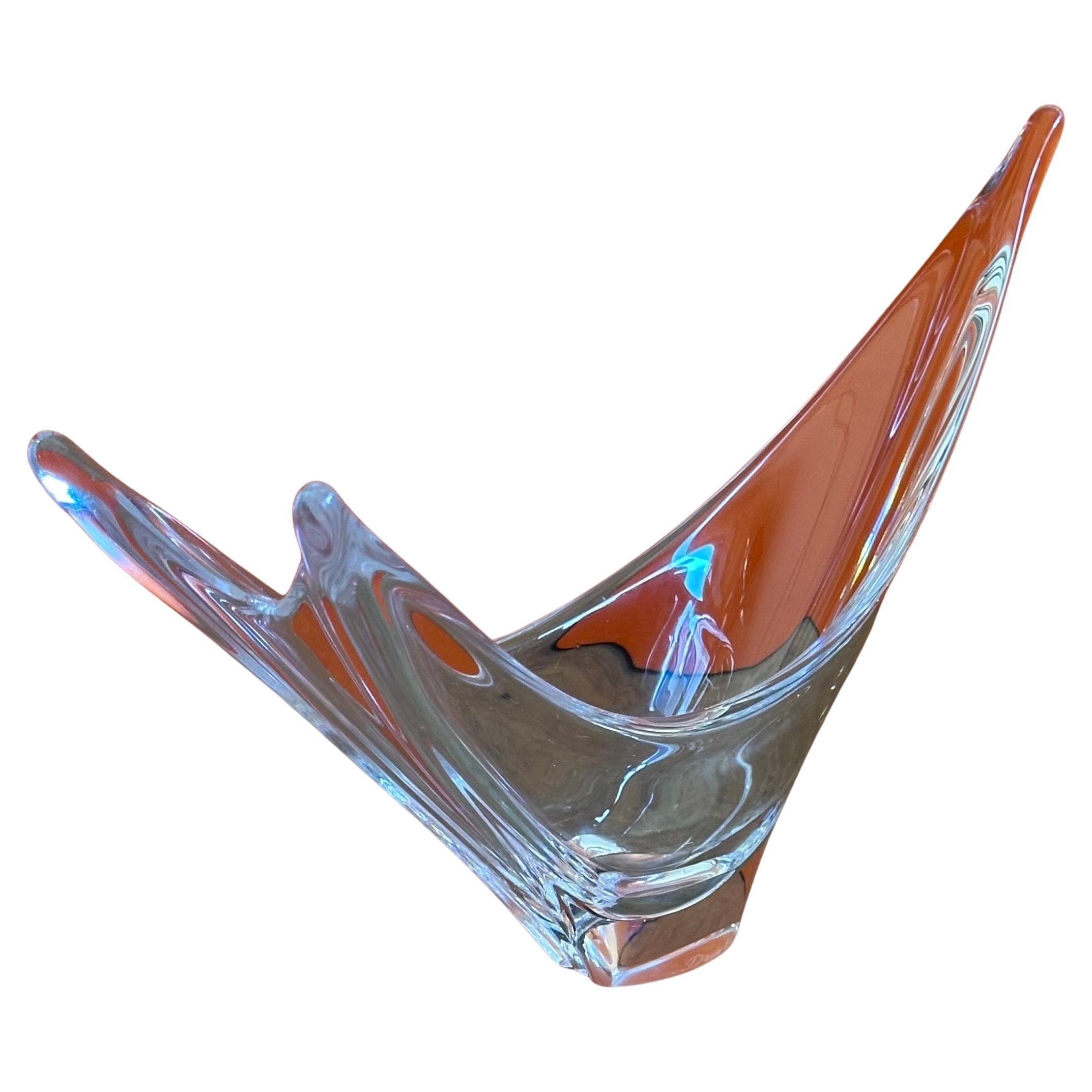 Daum France Sculptural Crystal Centerpiece Bowl For Sale