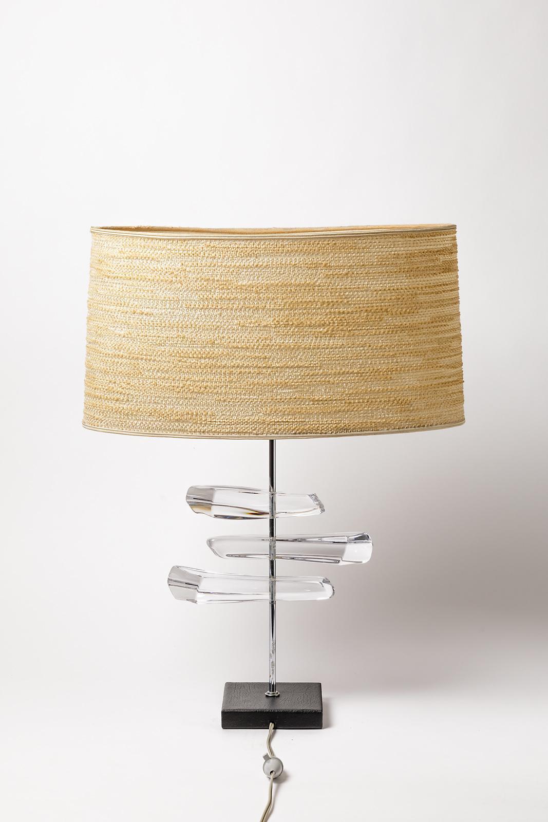 Mid-Century Modern Daum France Sculptural Glass Table Lamp Mid-20th Century Design
