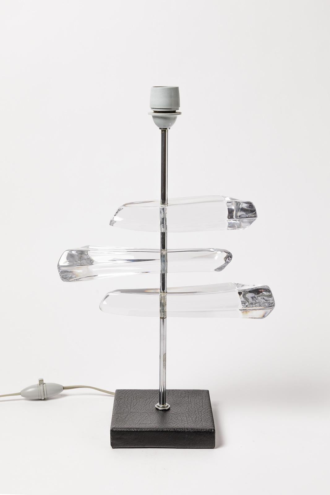 Art Glass Daum France Sculptural Glass Table Lamp Mid-20th Century Design