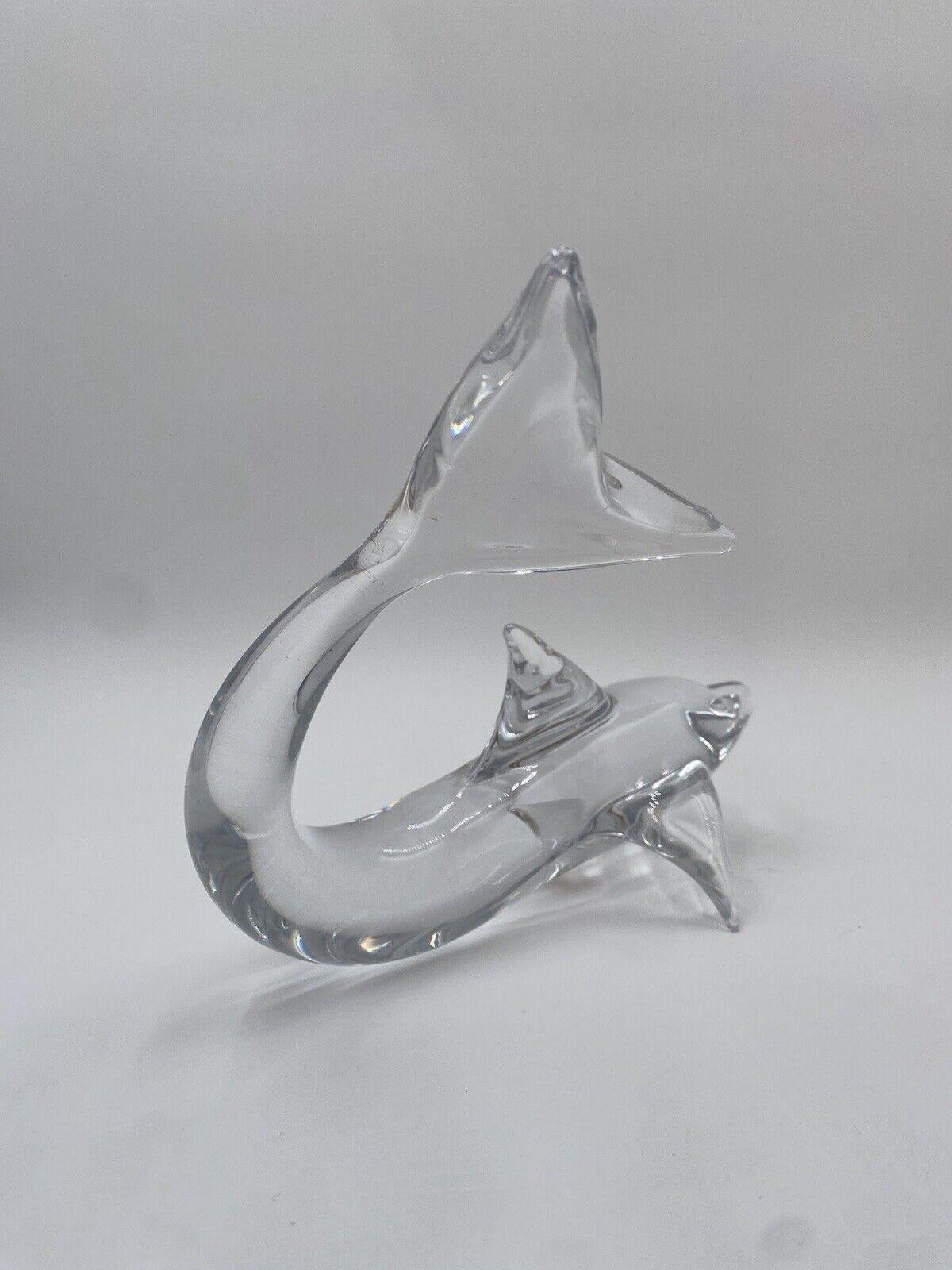 daum France Crystal Dolphin Sculpture In Good Condition In Taranto, IT