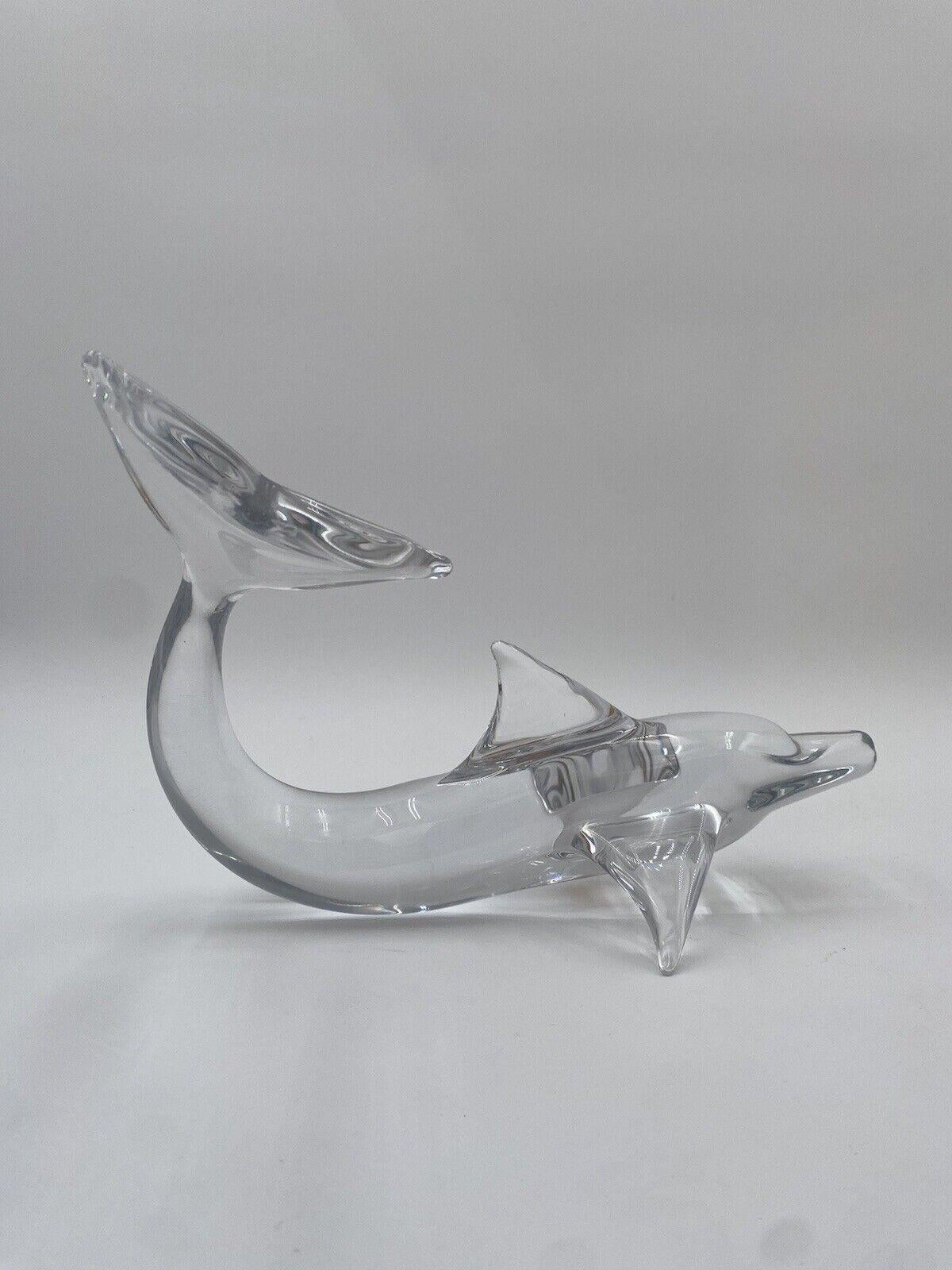 Late 20th Century daum France Crystal Dolphin Sculpture
