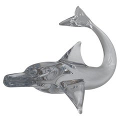 daum France Crystal Dolphin Sculpture
