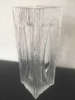 Daum France Signed Large Rectangular Art Glass Vase, French, 1970s