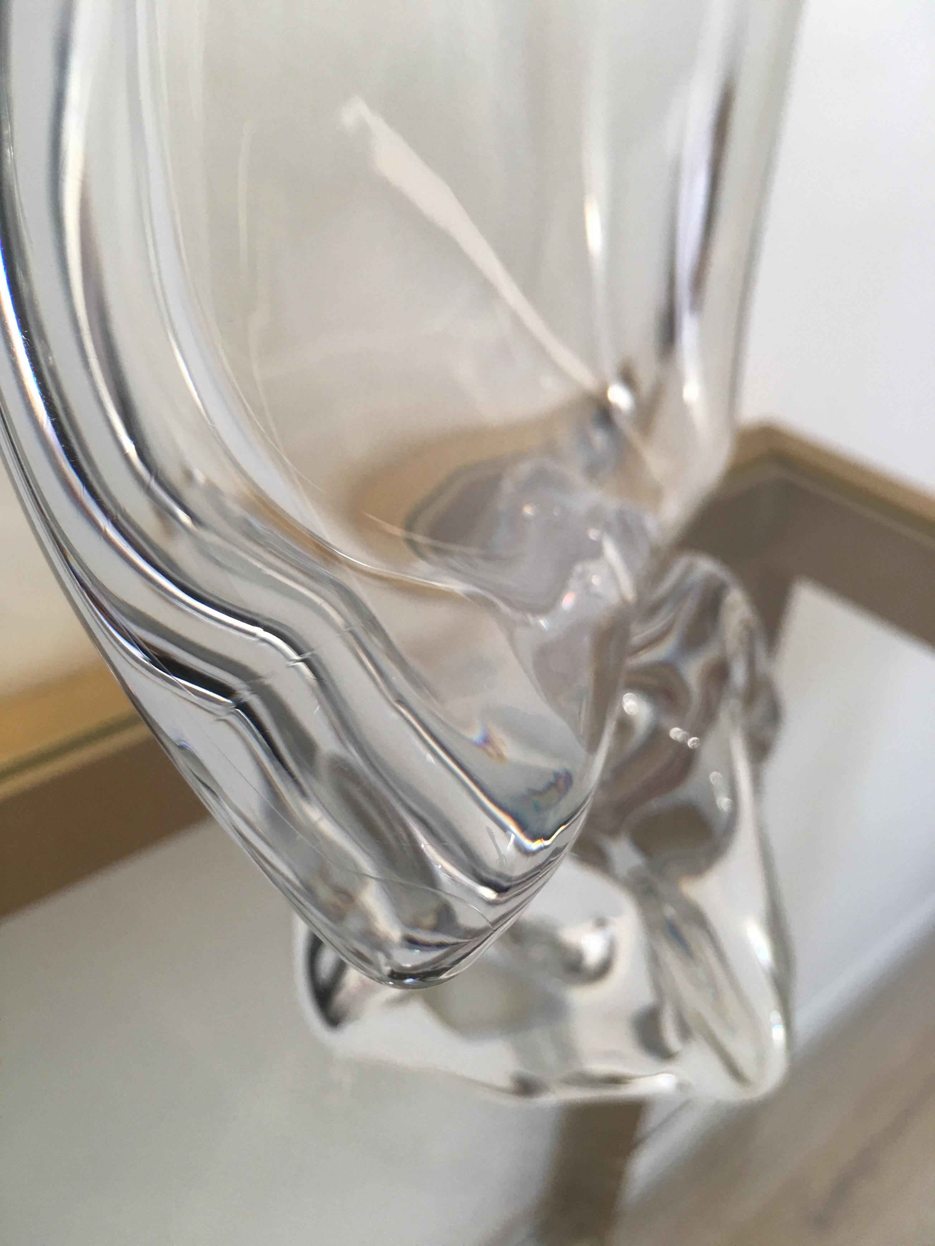 Daum France Signed Sailboat Crystal Sculpture, Art Glass, 1960s, Large Model 8