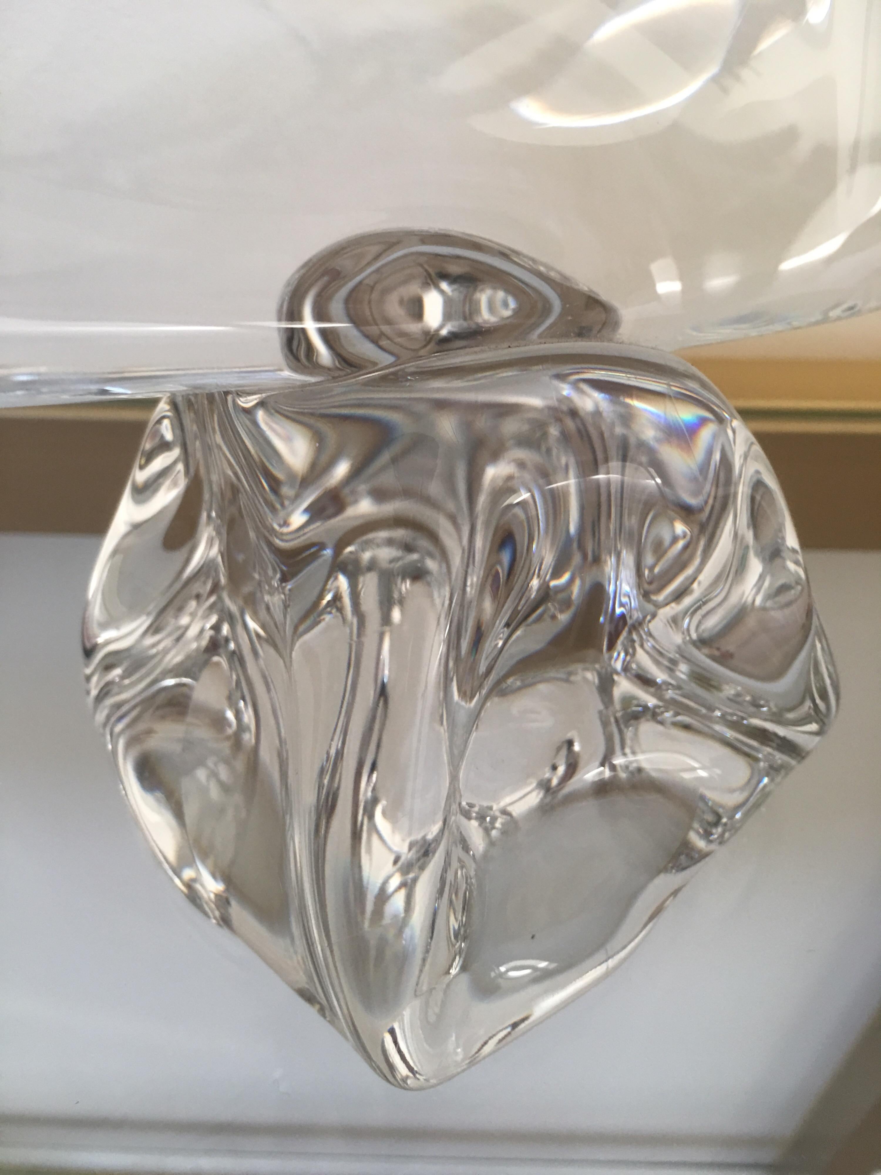 Daum France Signed Sailboat Crystal Sculpture, Art Glass, 1960s, Large Model 9