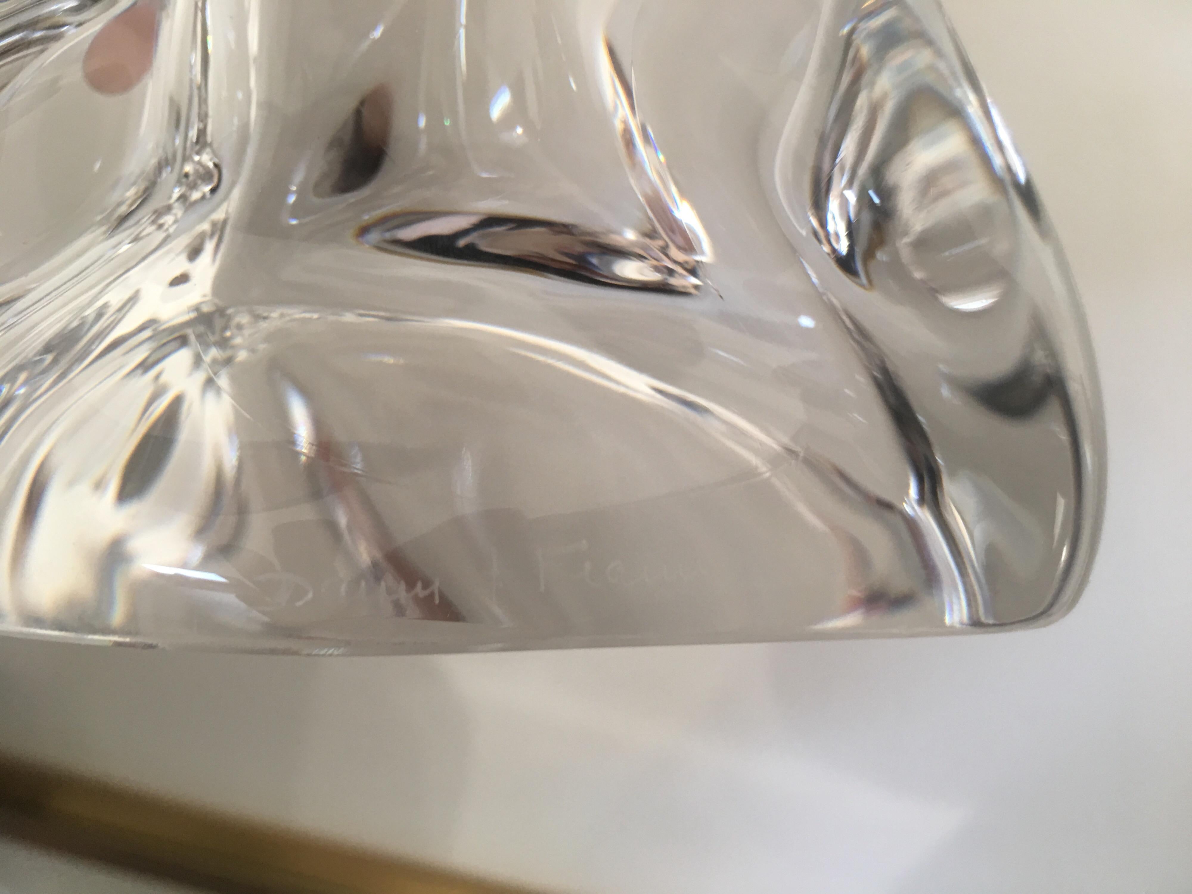 Daum France Signed Sailboat Crystal Sculpture, Art Glass, 1960s, Large Model 12