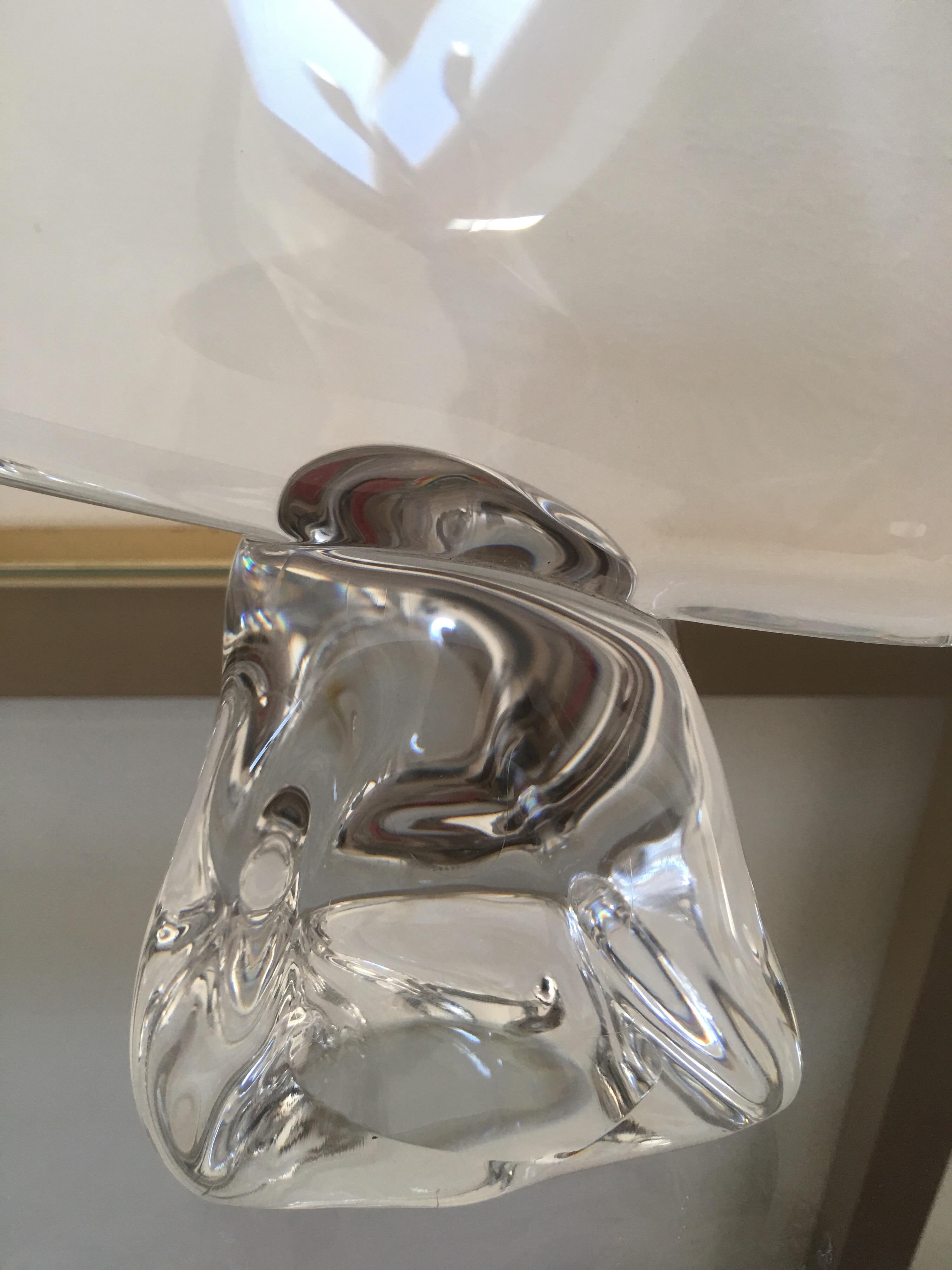 Mid-20th Century Daum France Signed Sailboat Crystal Sculpture, Art Glass, 1960s, Large Model