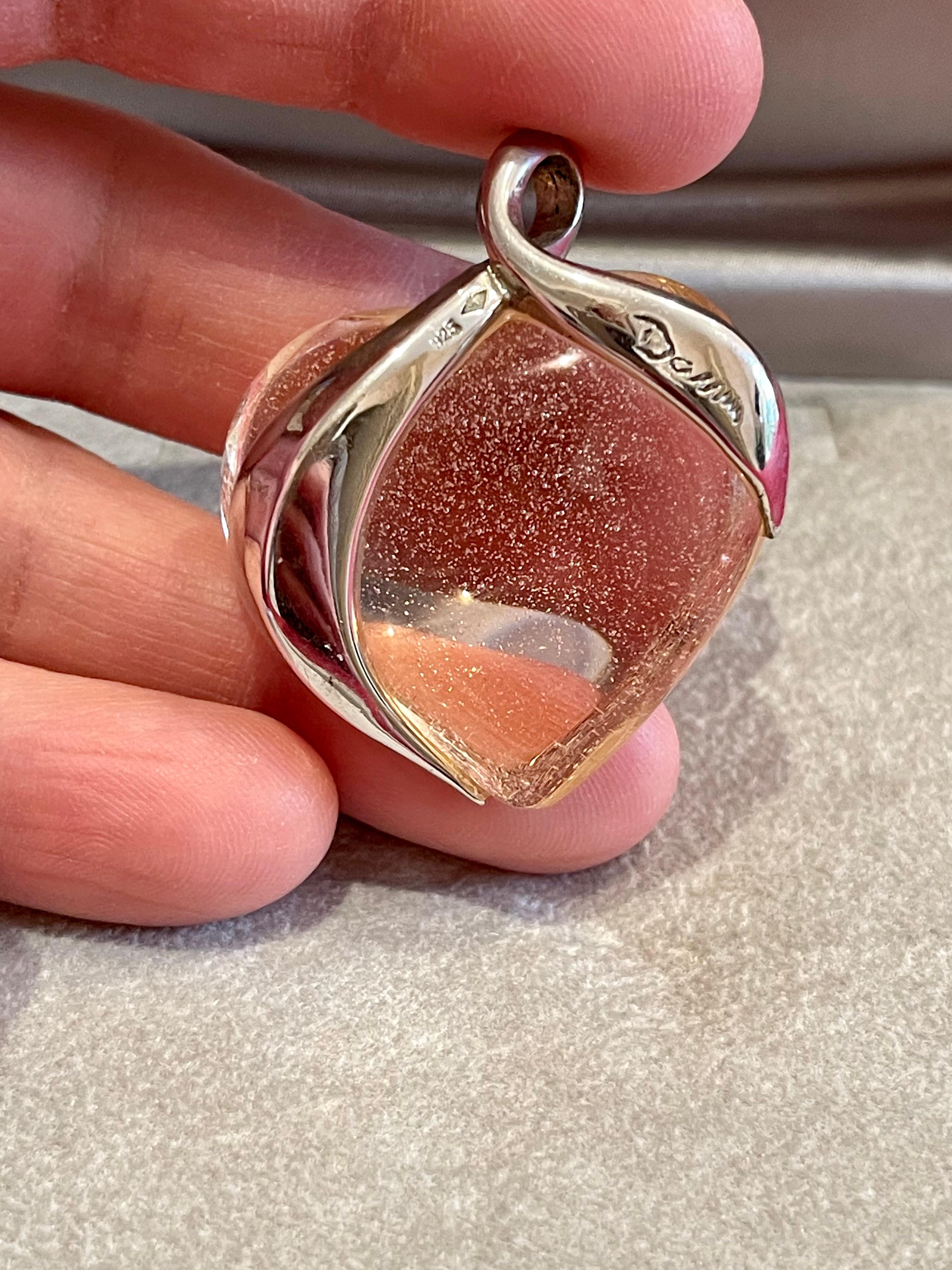 Art nouveau Daum France, Pendentif en argent et cristal, 20e siècle