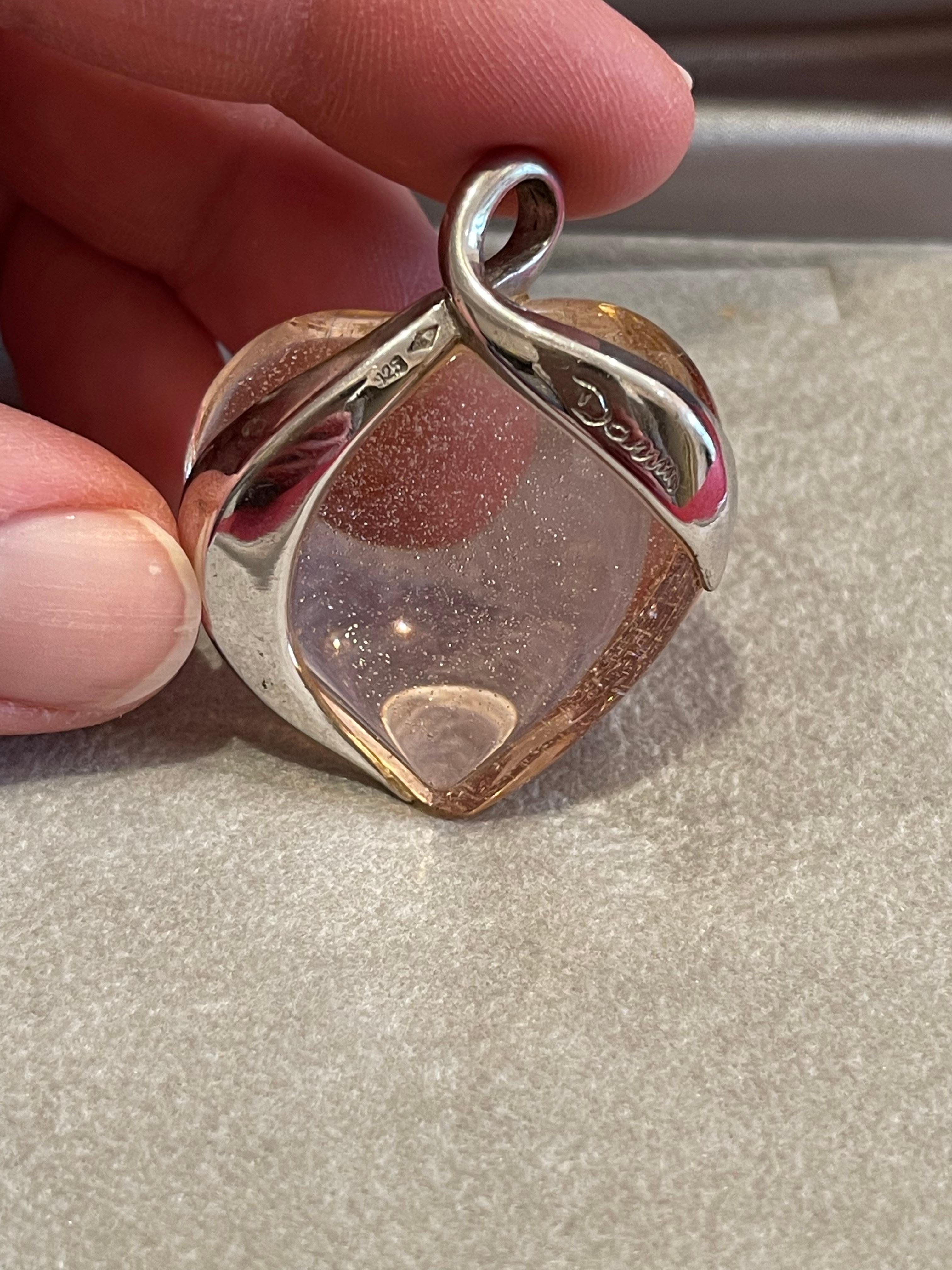 Daum France, Pendentif en argent et cristal, 20e siècle Bon état à Beaune, FR