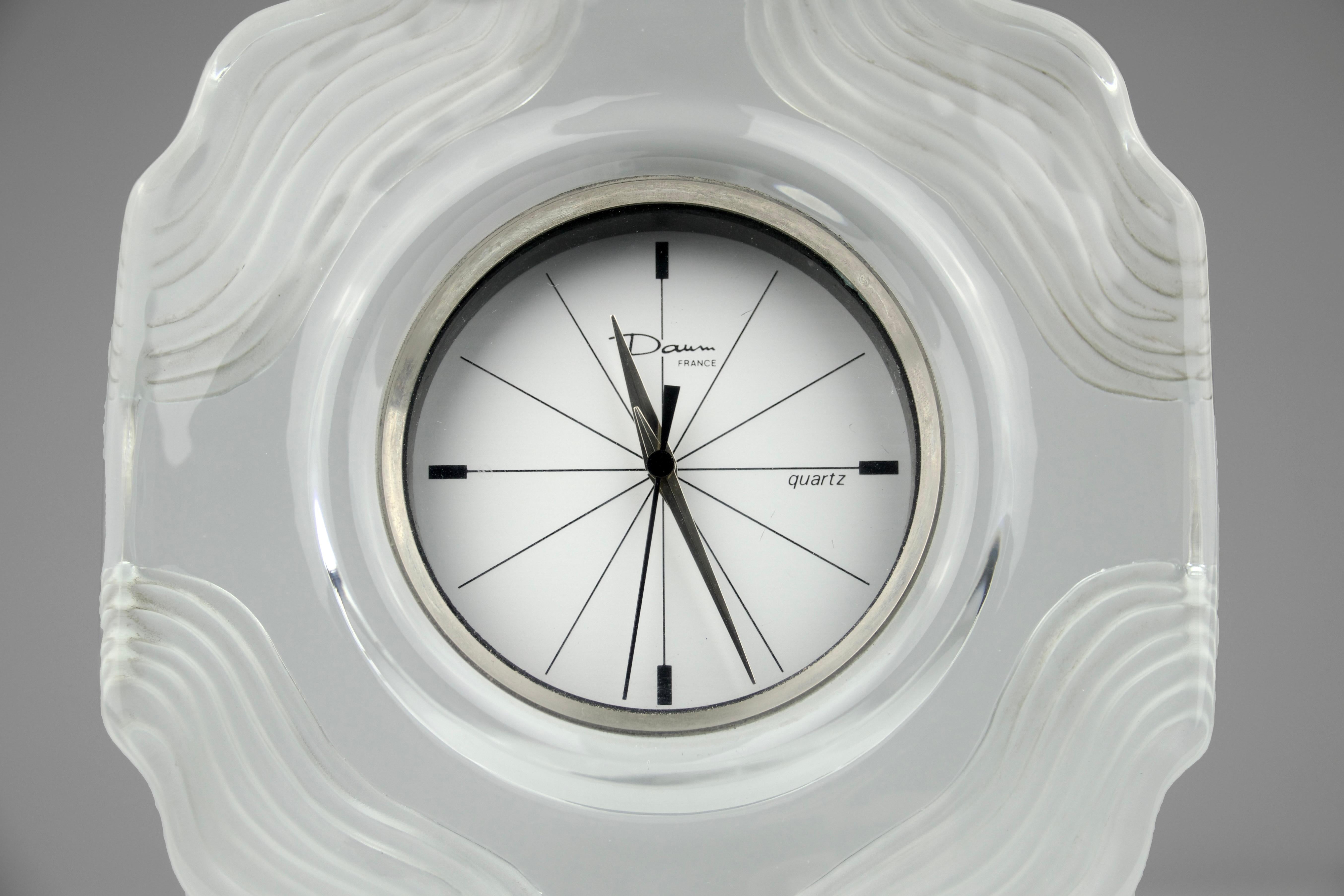 Mid-Century Modern Daum France, Table Clock 