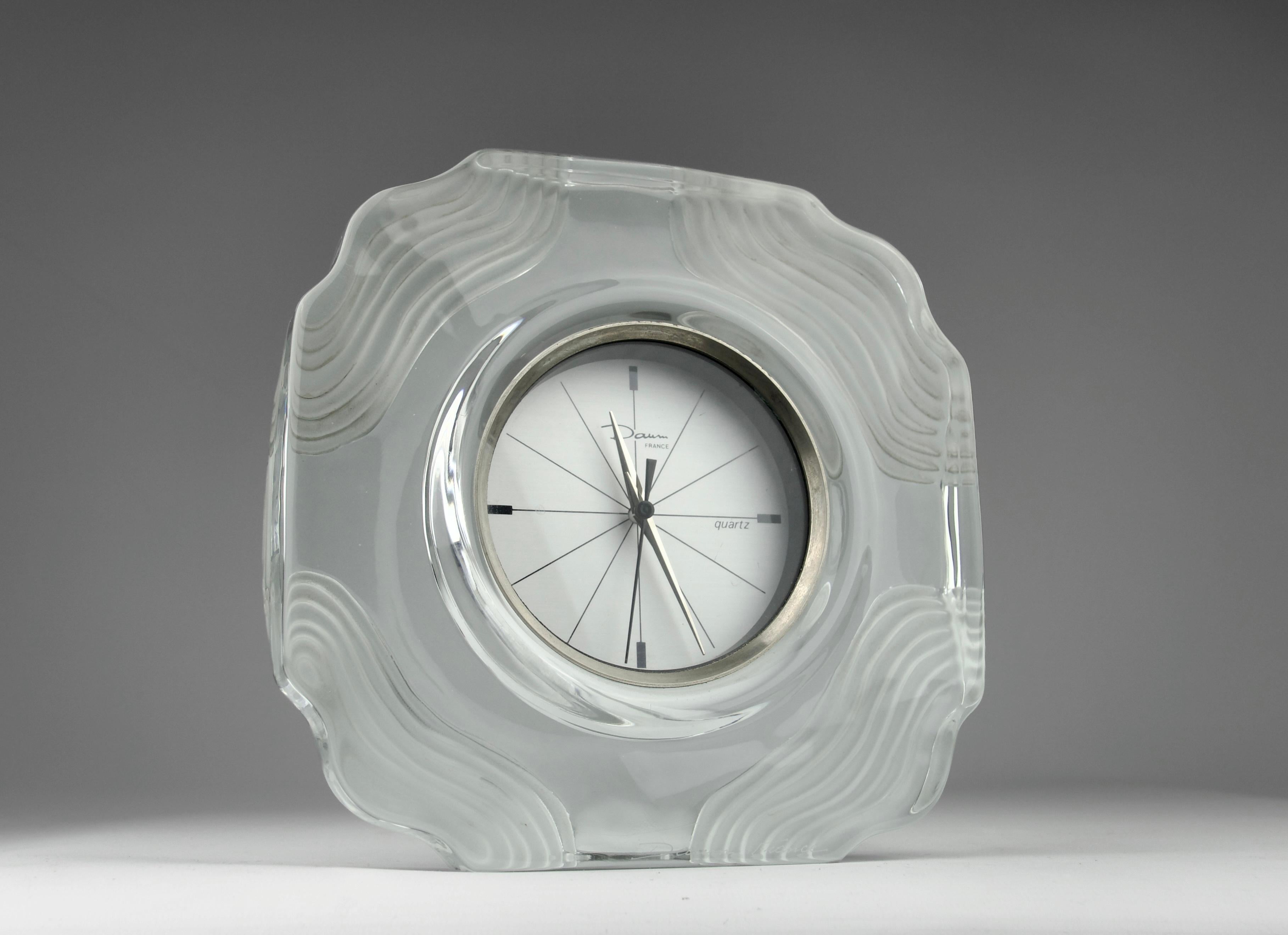 Late 20th Century Daum France, Table Clock 