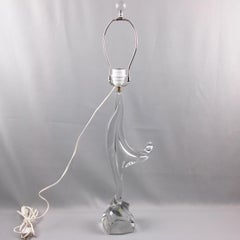 Daum France Tall Crystal Table Lamp Sculptural Shape