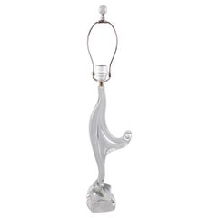 Daum France Tall Crystal Table Lamp Sculptural Shape