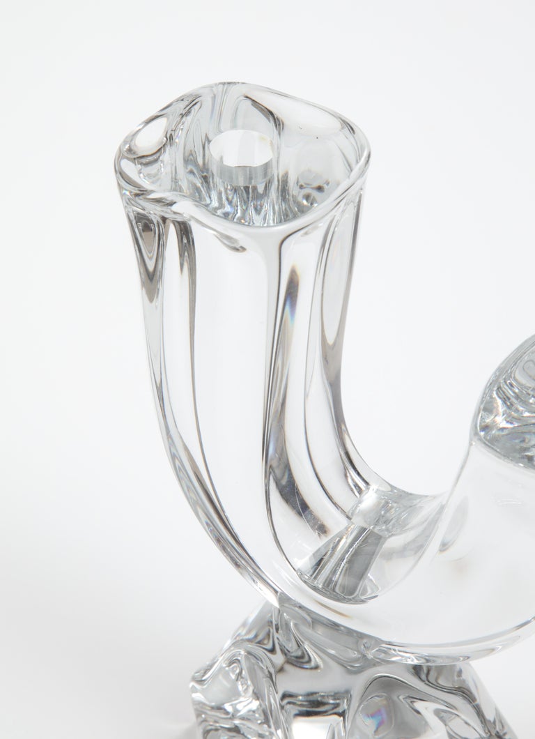 Daum France TwoArm Crystal Candle Holders For Sale at 1stDibs