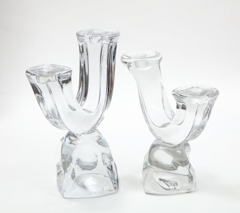 Daum France TwoArm Crystal Candle Holders For Sale at 1stDibs daum