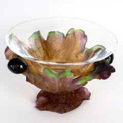 Daum France Vase Schale Rosinen Weintrauben Kristallglas Pate de Verre