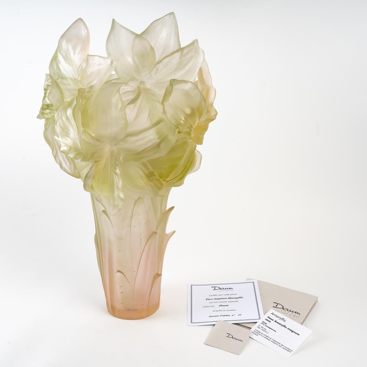 Daum France, Vase Magnum Amaryllis Crystal, Numbered Limited Edition New Boxed 7