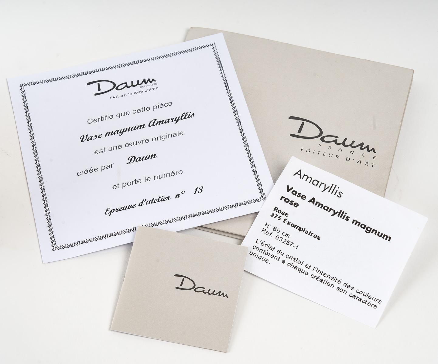 Daum France, Vase Magnum Amaryllis Crystal, Numbered Limited Edition New Boxed 8