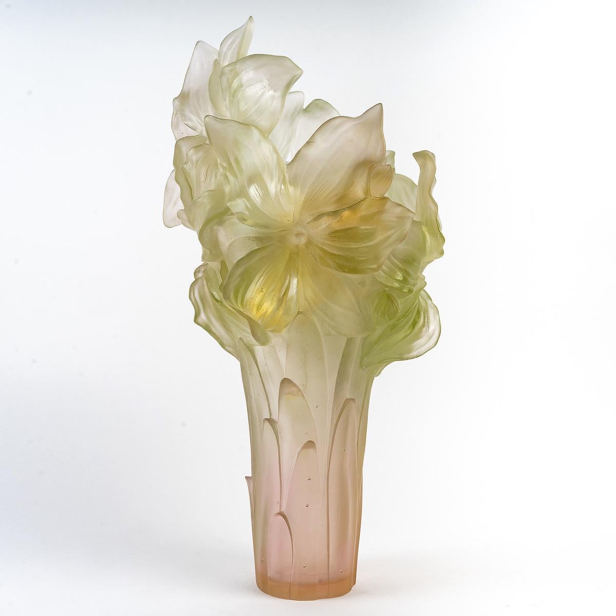 Daum France, Vase Magnum Amaryllis Crystal, Numbered Limited Edition New Boxed 3