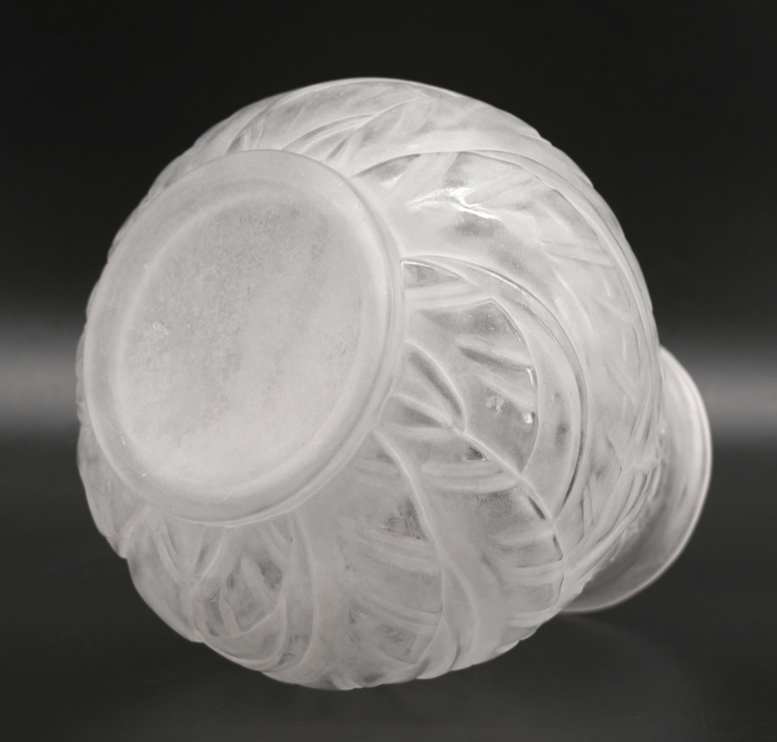Daum French Art Deco Frosted Glass Vase, Molded Design, 1920s, Nancy ...