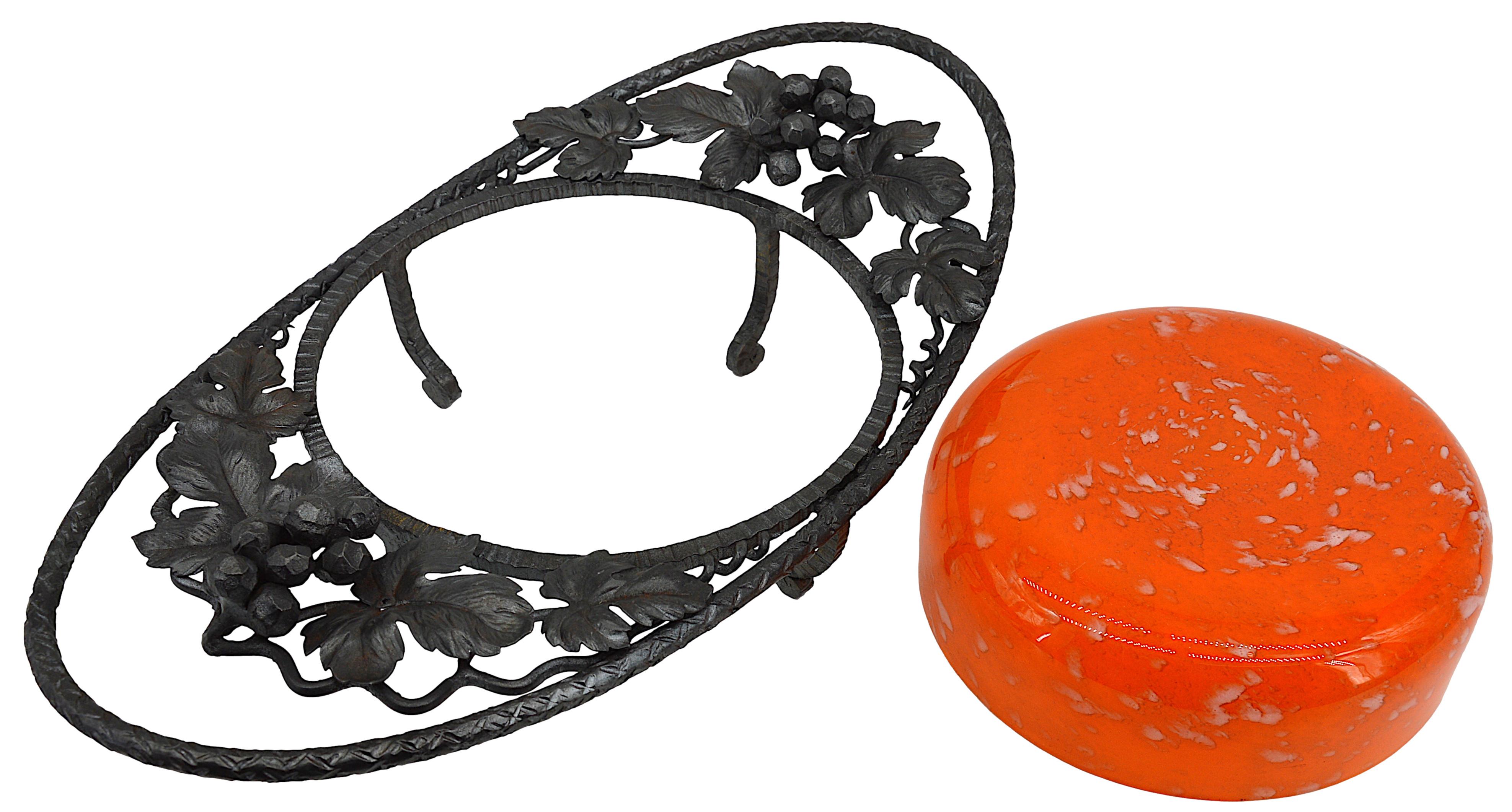 Early 20th Century Daum French Art Deco Fruit Bowl, Center Piece, Grapes, 1920 For Sale