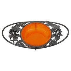 Daum French Art Deco Fruit Bowl, Center Piece, Grapes, 1920