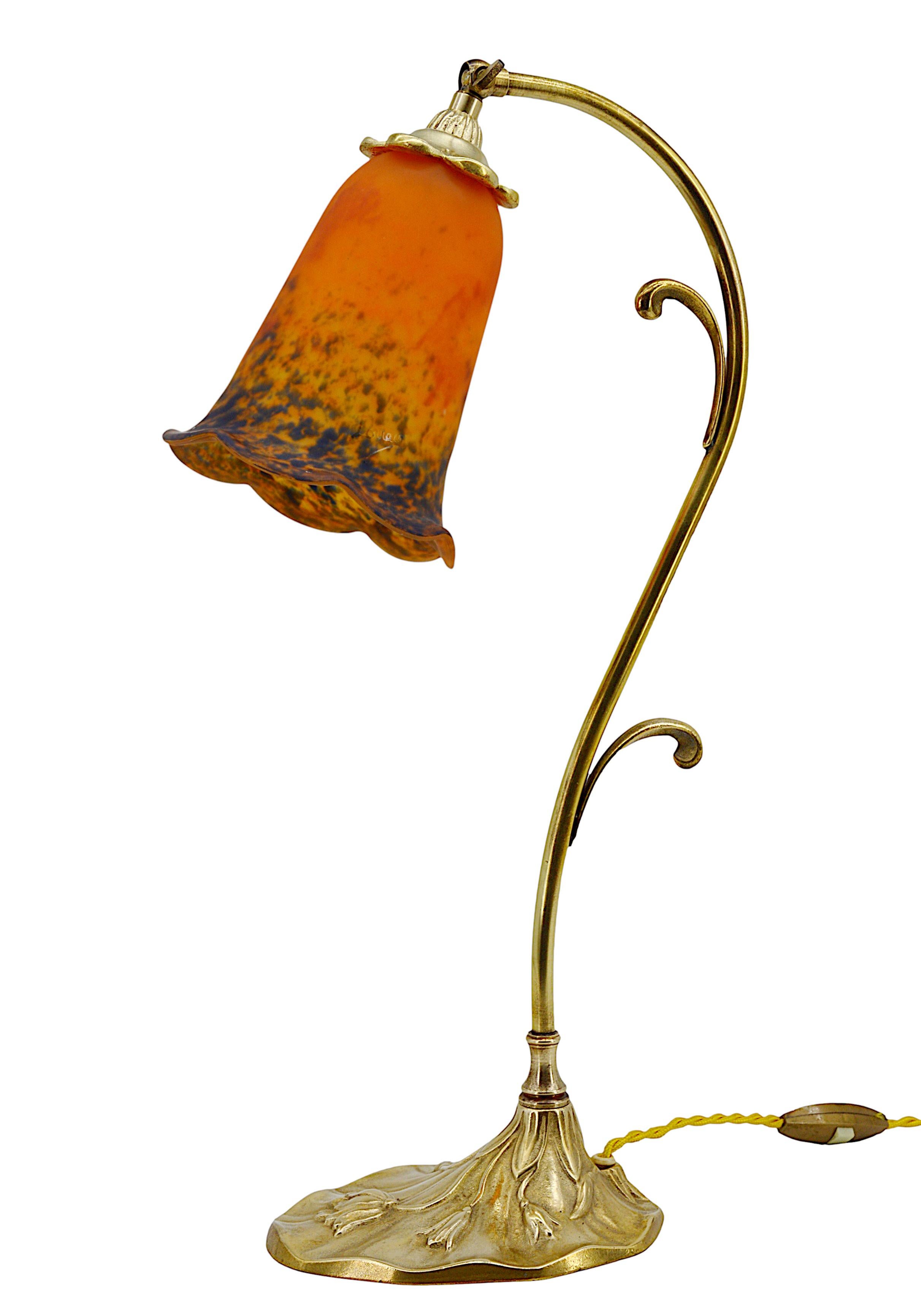 Early 20th Century Daum French Art Deco / Nouveau Table Lamp, ca.1925