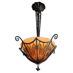 Daum French Art Deco Pendant Chandelier, 1910-1915