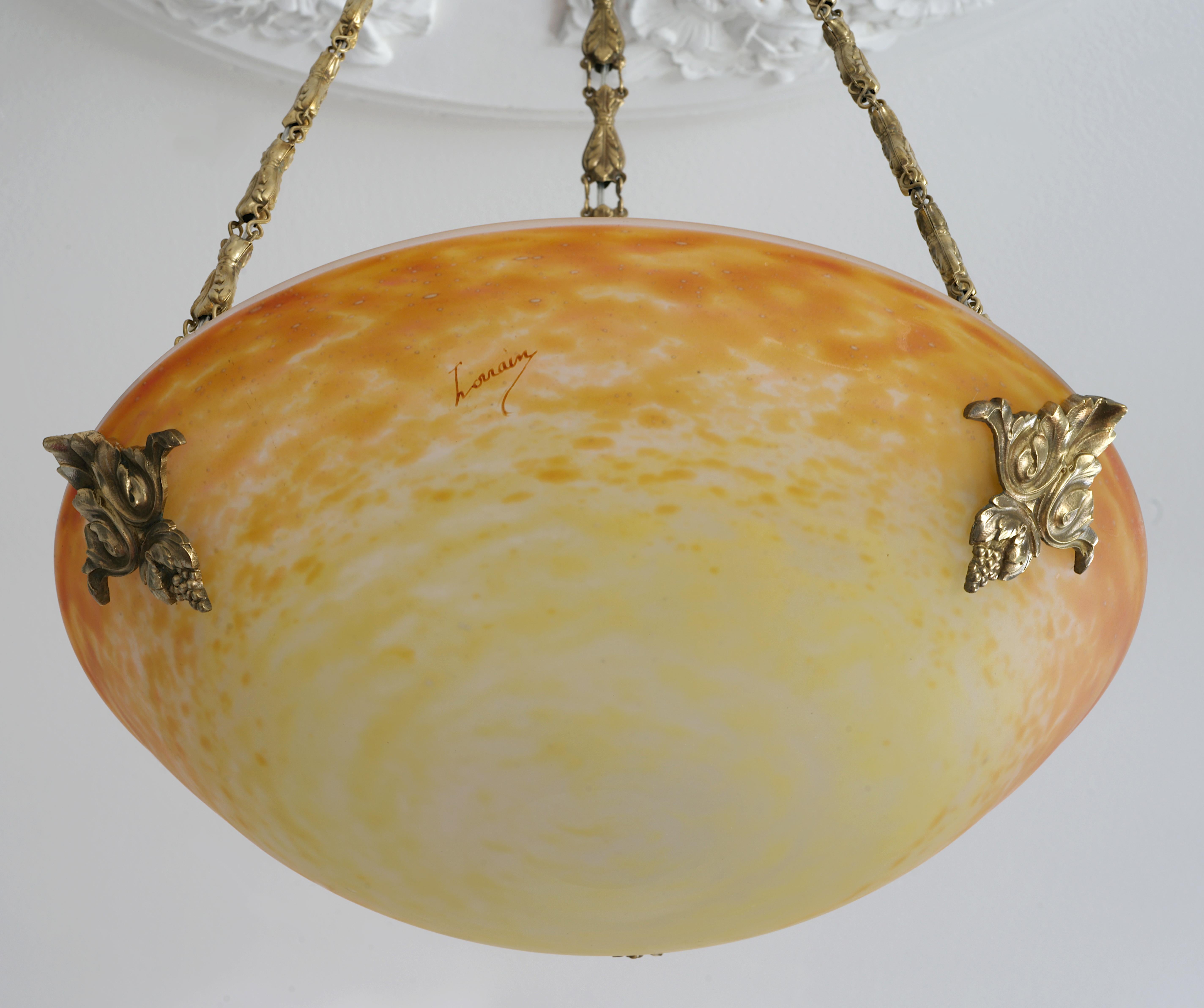 Daum French Art Deco Pendant Chandelier, 1918-1920 For Sale 3